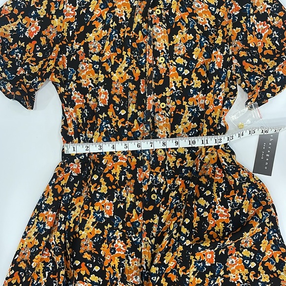 NWT Sharagano Orange & Black Multi Floral Collared Dress Size 10 - Picture 3 of 8